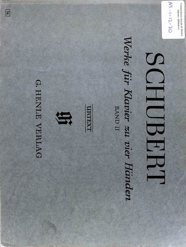 Copertina  Werke fur Klavier zu vier Handen / Band II
