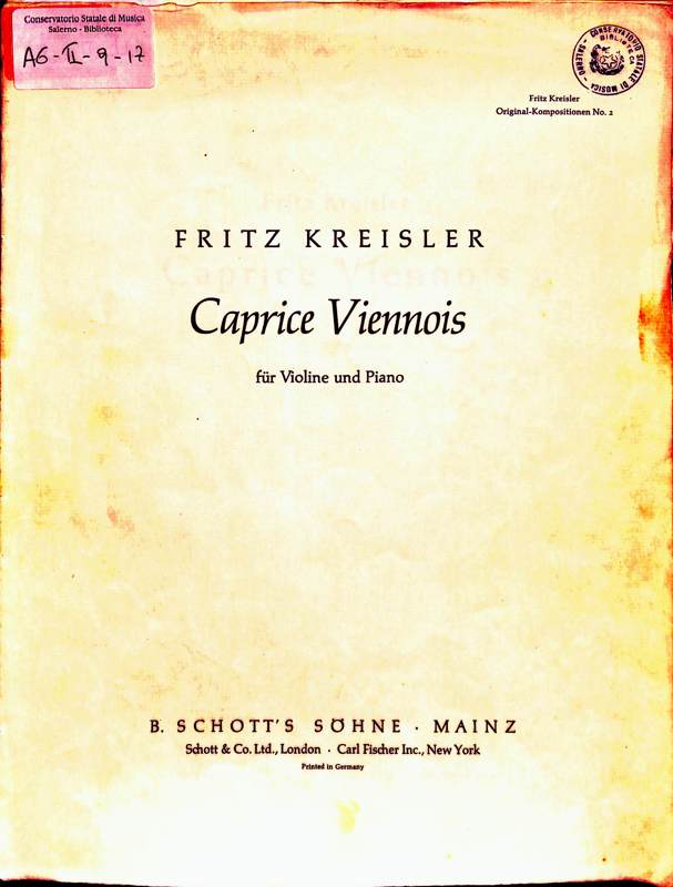 Copertina  Caprice Viennois für Violine and Piano opus 2