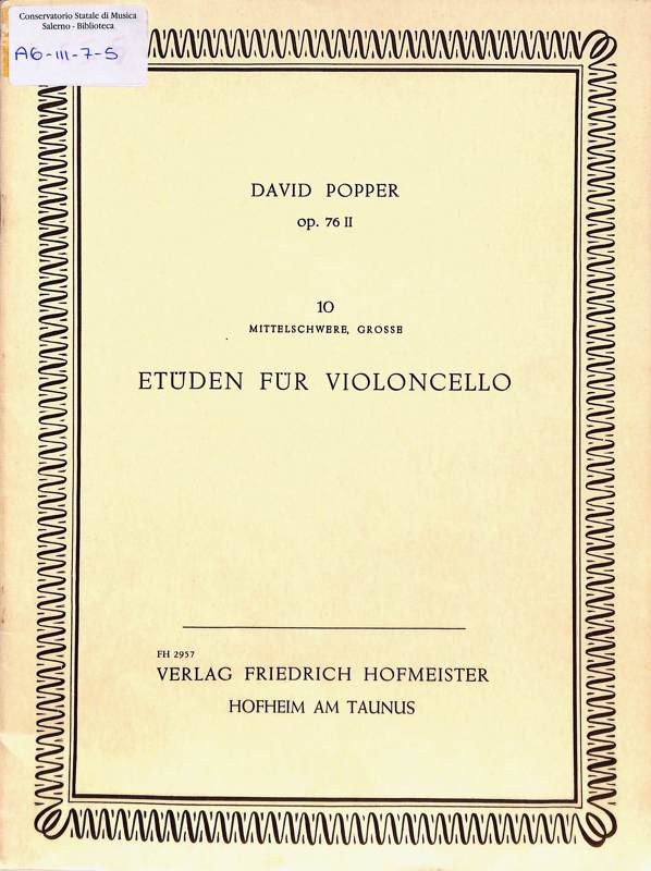 Copertina  Etuden fur violoncello op. 76