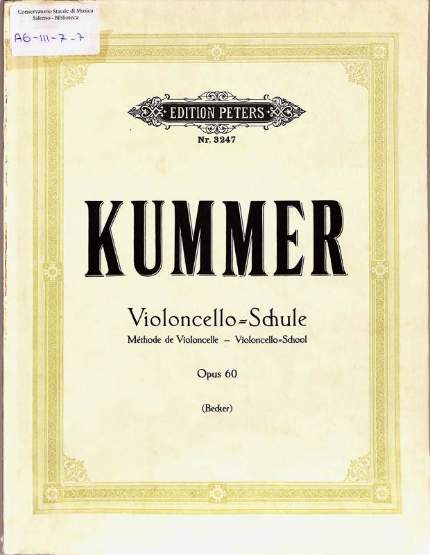 Copertina  Violoncello-schule für den ersten unterricht unter besonderer berücksichtigung der bogenführung opus 60