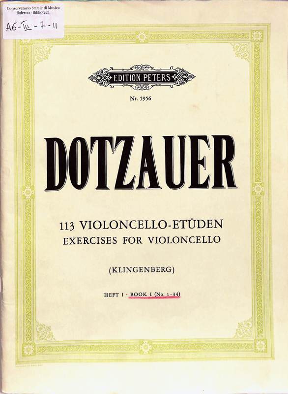Copertina  113 Violoncello-etuden : Book 1: No. 1-34