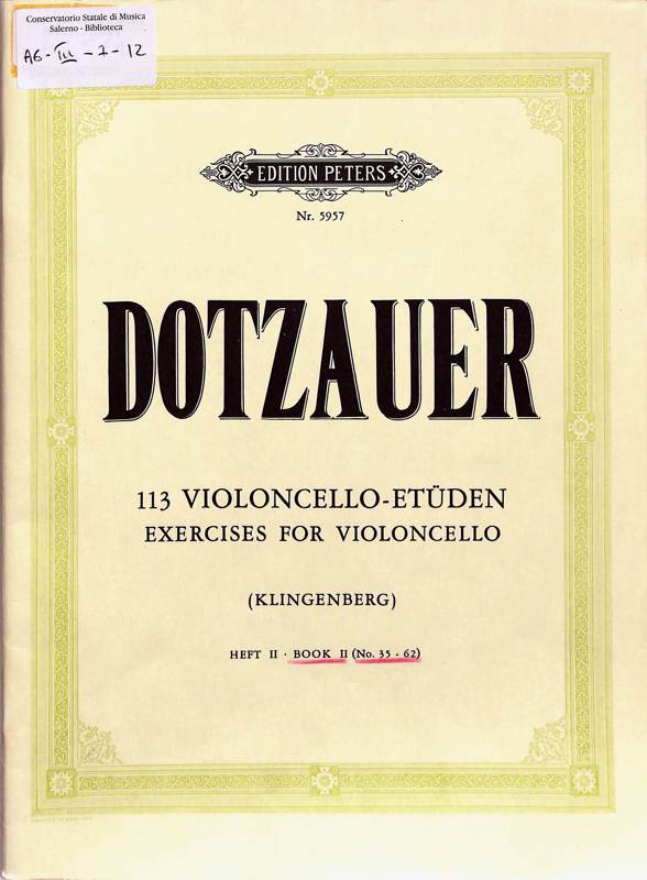 Copertina  Book 2: No. 35-62 da : 113 violoncello-etuden