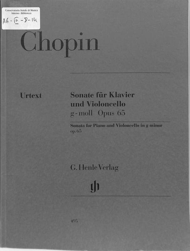Copertina  Sonate fur Klavier und Violoncello, g-moll, opus 65