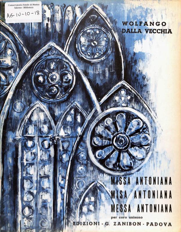 Copertina  Messa Antoniana : ordinario della Messa, testo italiano per coro unisono con accompagnamento di armonio