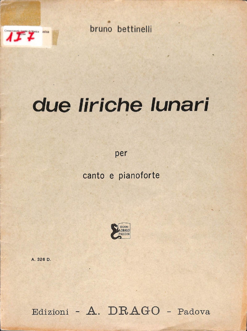 Copertina  Due liriche lunari : per canto e pianoforte