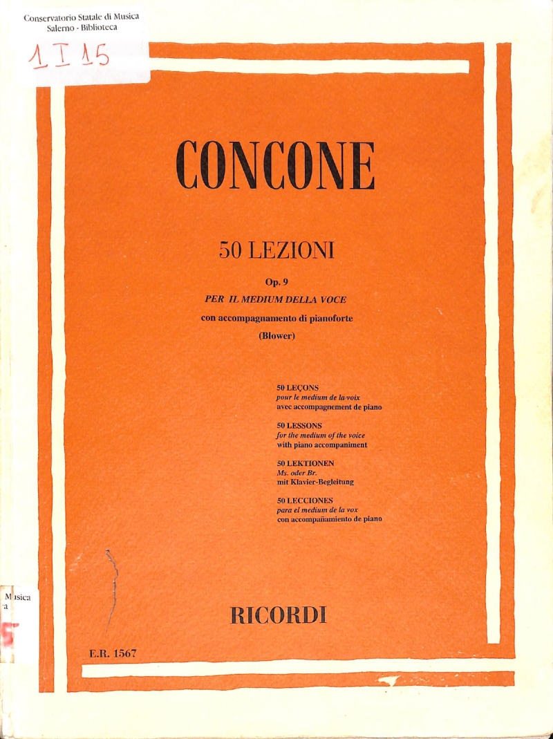 Copertina  50 lezioni : op. 9 : per il medium della voce con accompagnamento di pianoforte