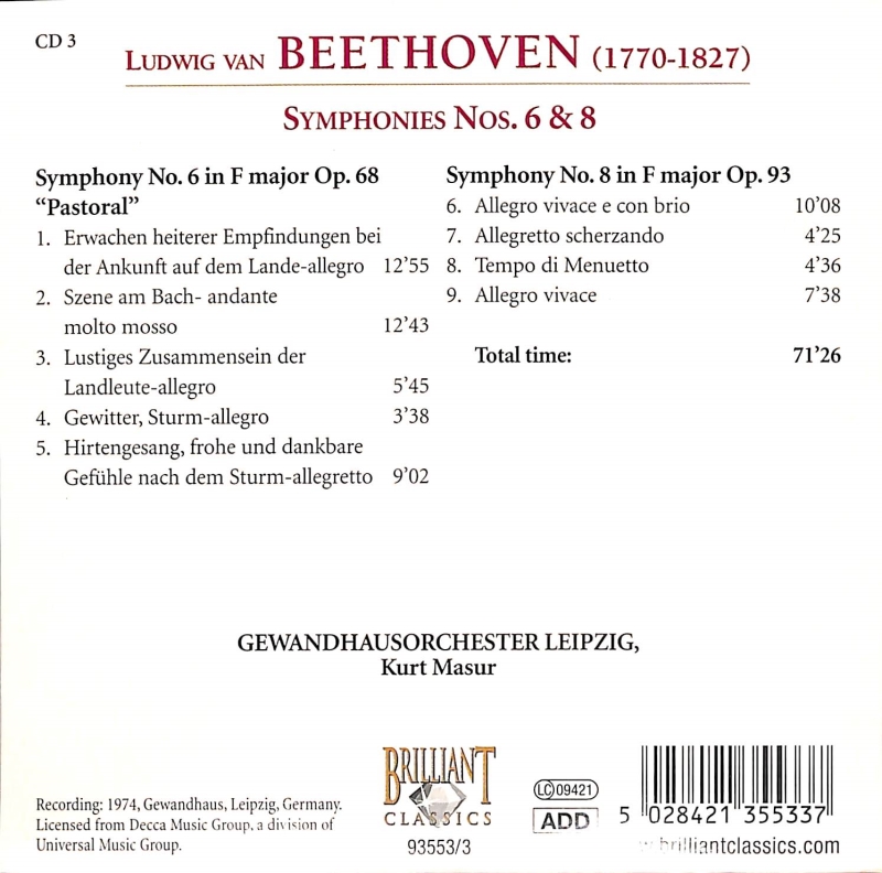Copertina  3: Symphonies nos. 6 & 8
