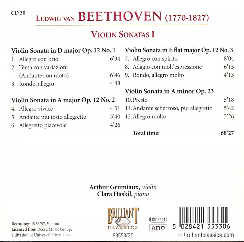 Copertina  30: Violin sonatas 1.