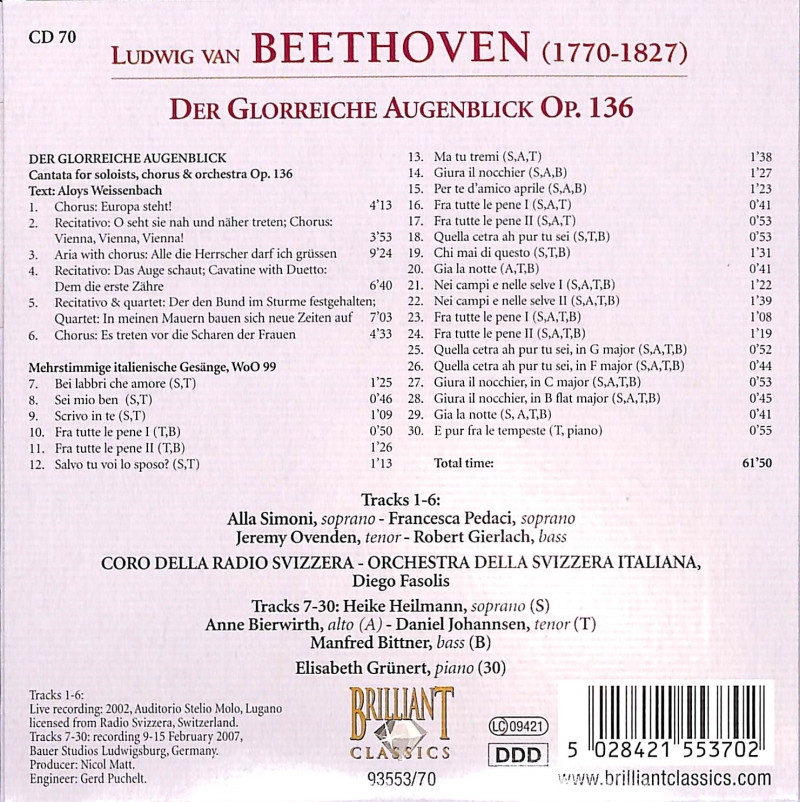 Copertina  70: Der Glorreiche Augenblick op. 136