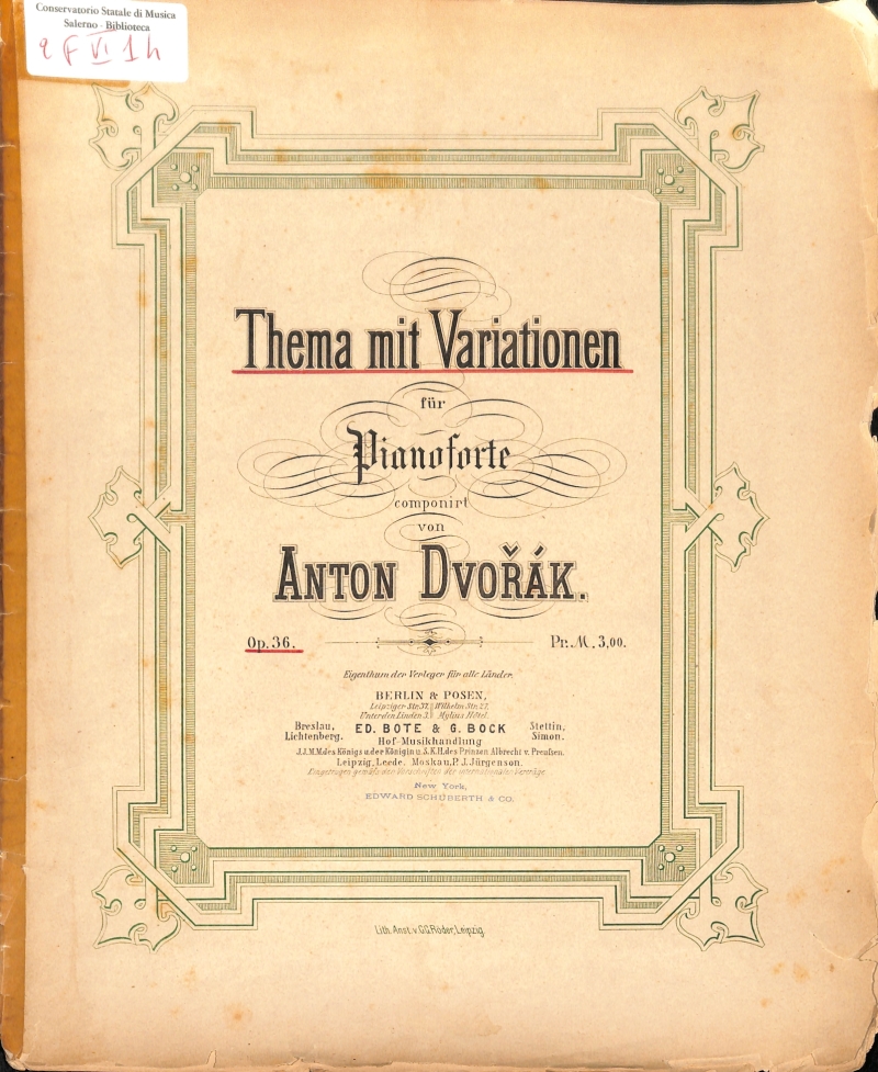 Copertina  Thema mit Variationen für Pianoforte : op. 36