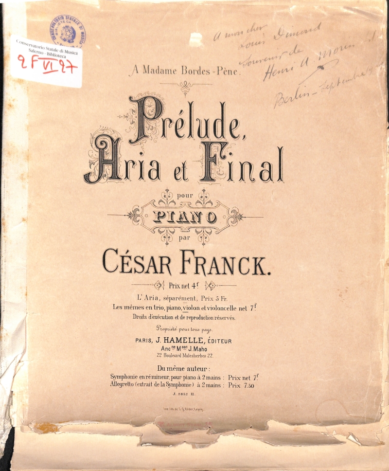 Copertina  Prélude, Aria et Final pour Piano