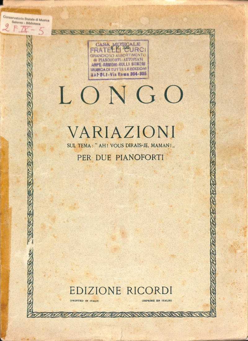 Copertina  Variazioni sul tema \\Ah| vous dirais-je, Maman|\\ : per due pianoforti Op. 39 n. 1