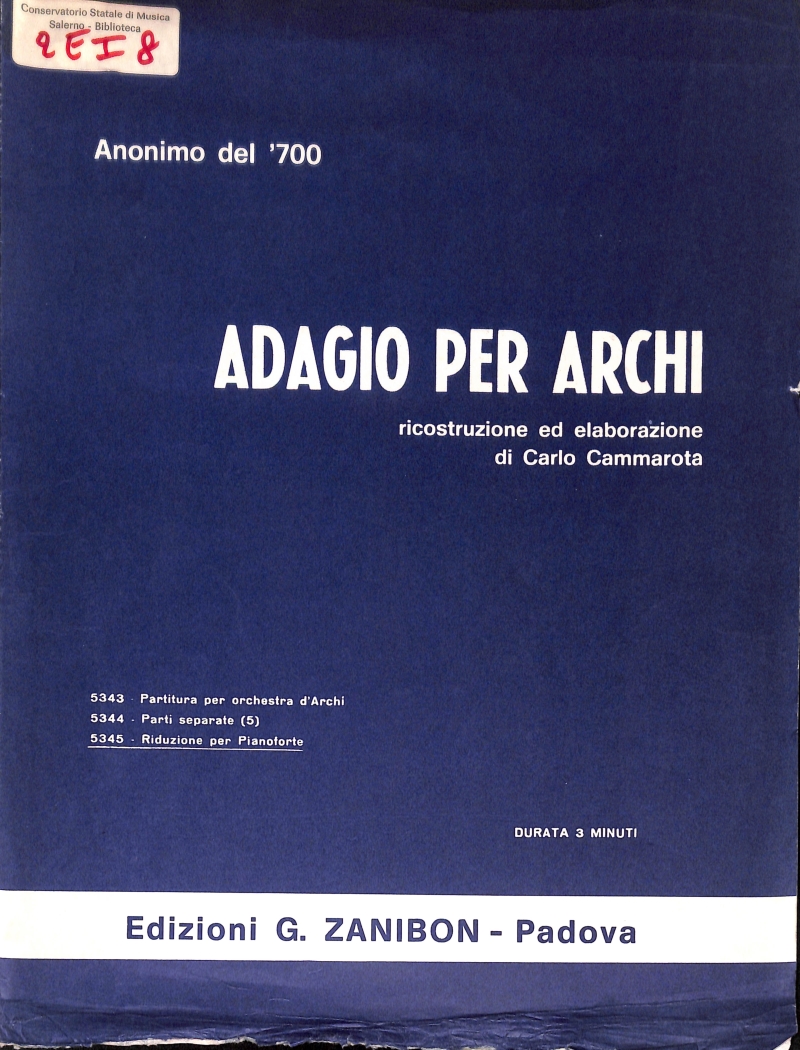 Copertina  Adagio per archi